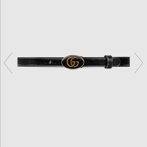 GUCCI Leather belt oval enamel buckle SIZE 80 AUTH